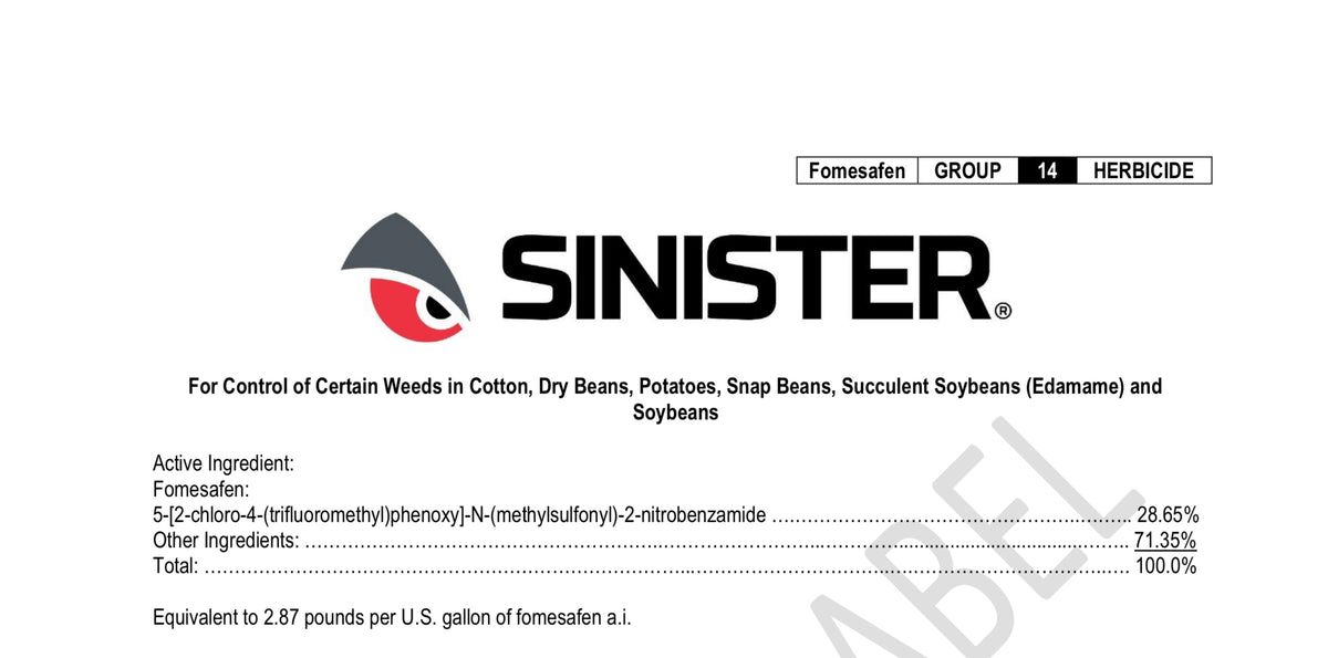 Sinister Herbicide, 2.5gal  G&DFarms