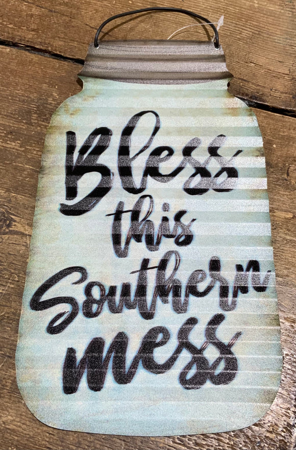 Mason Jar Sign, Bless this Southern Mess