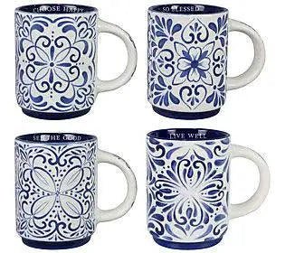 Ceramic Blue and White Mugs