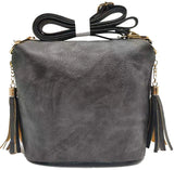 Crossbody Bag with Two Side Tassel Zippers