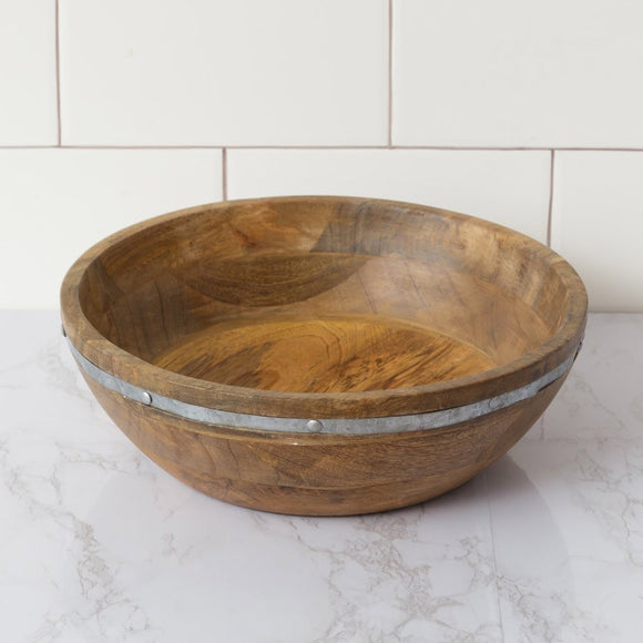 Wood Bowl with Metal Embellishment