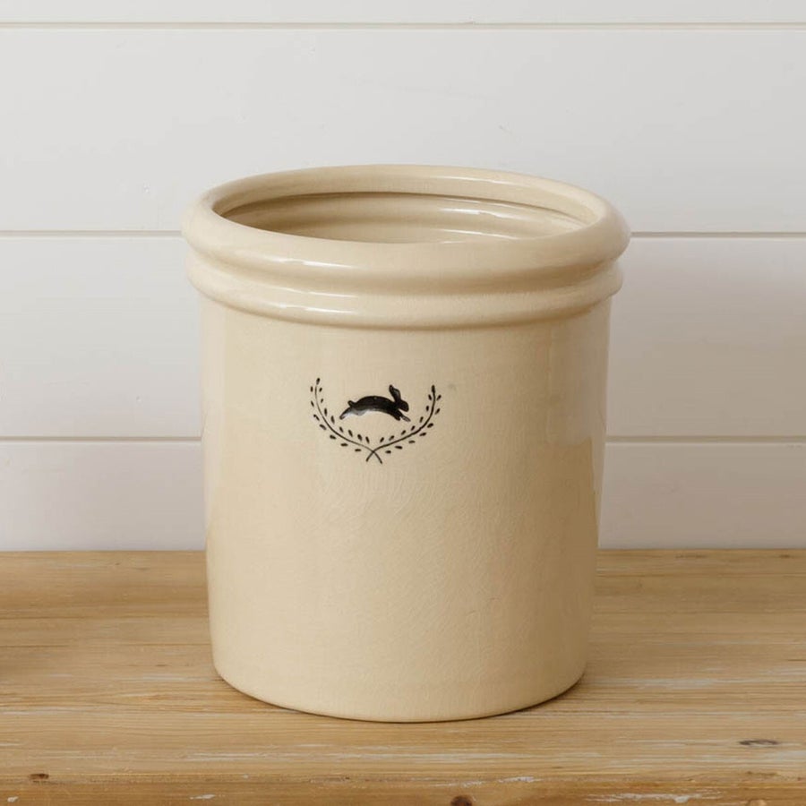Large Crock with Rabbit Motif – G&DFarms