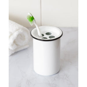 Black Rim Enamelware Toothbrush Holder