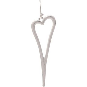 Silver Long Heart Earring