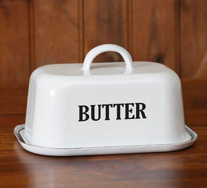 Black Rim  Enamelware Butter Dish