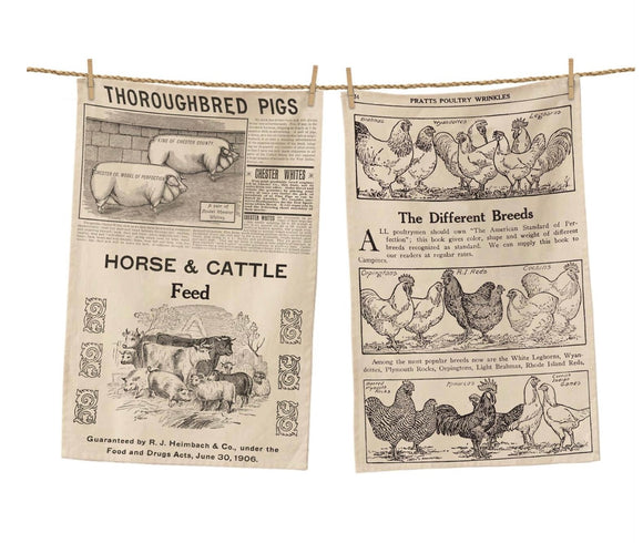 Tea Towel, Vintage Farm Articles