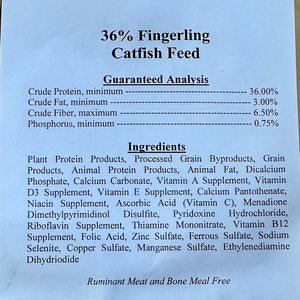 Catfish Fingerling Feed 36%, 50lb