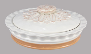 Ceramic Pie Plate with Sunflower Lid