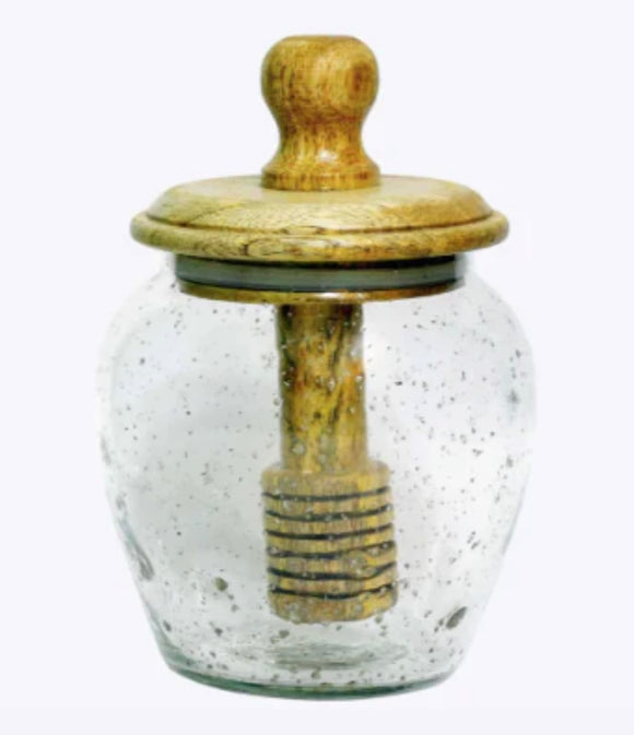 Hammered Glass Honey Pot