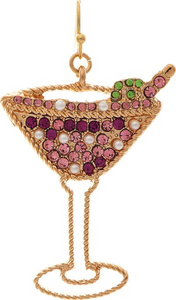 Multicolor Pink Crystal Martini Glass Earring
