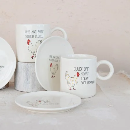 Stoneware Chicken Mugs/Plates
