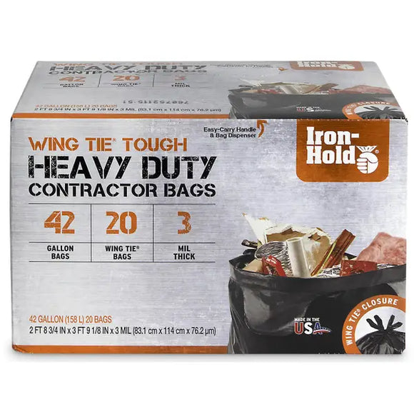 Contractor Bags, Heavy Duty, 42gal, 20 bags