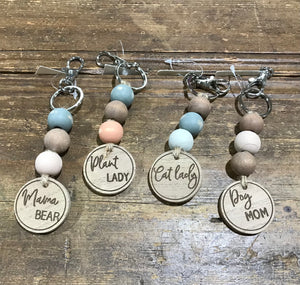 Wood Bead Key With Words Clip