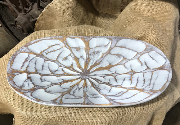 Wood Look Resin Oval Tray
