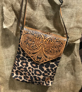 Ariat Crossbody Tooled Leopard Purse