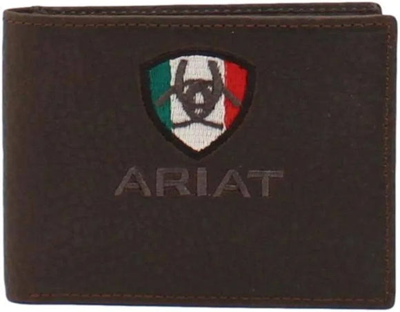 Ariat Wallet, Leather with Embroidered Mexico Flag