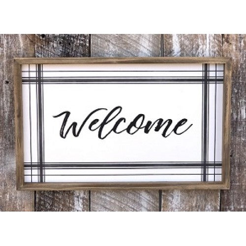 Welcome Sign with Wood Frame