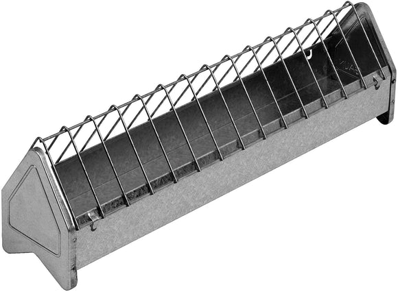 Galvanized Poultry Trough Feeder with Grate, 20”