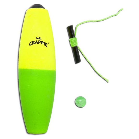 Mr. Crappie Slippers Weighted Float, Yellow/Green 2