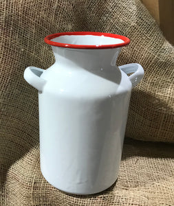 Red Rim Enamelware Milk Can