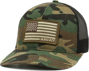 Ariat Mens Camo Cap with Embroidered Flag