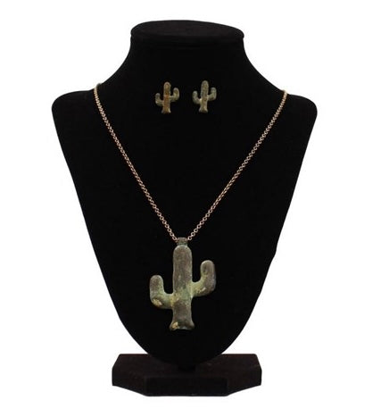 Blazin Roxx Patina Cactus Necklace Set