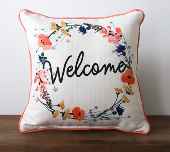 Pillow, Welcome Poppy Wreath