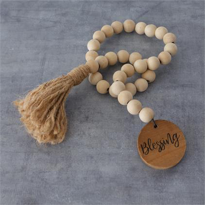 Wood Beads in Natural with Blessing