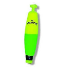Mr. Crappie Weighted Snap-On Float, 2" Cigar Yellow/Green