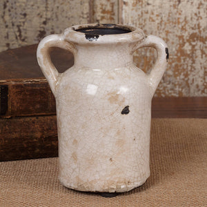 Aged Cream Jar with Handles