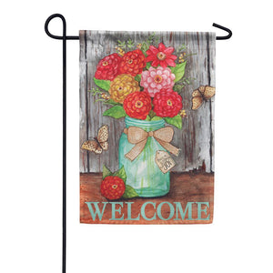 Garden Flag Mason Jar Zinnias