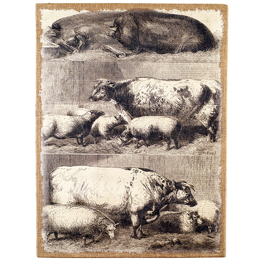 Farm Animals Burlap Print, 18
