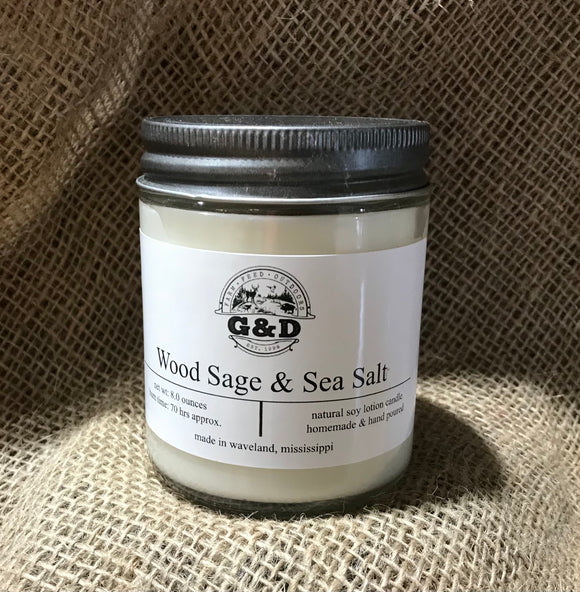 G&D Candle, Wood Sage & Sea Salt, 9oz