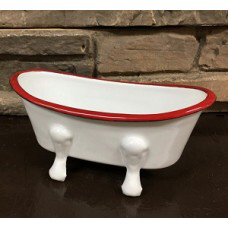 Red Rim Enamelware Soap Dish