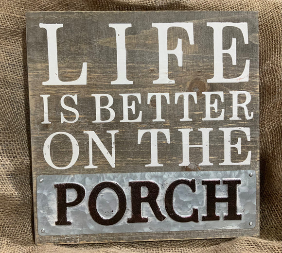 Galvanized Wood Porch or Patio Sign