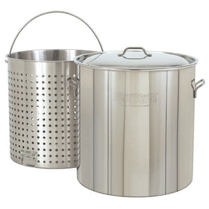 Bayou Stockpot with Basket, Stainless, 82qt