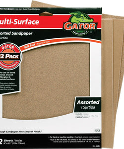 Sandpaper, Multi-Surface Assorted, 12pk