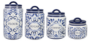 Ceramic Blue and White Canister Set