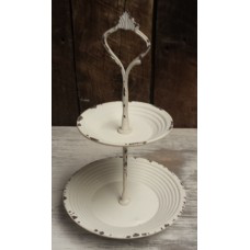 Distressed Two Tiered Candy Dish Red or White