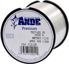 Ande Premium Monofilament Line, Clear, 1/4 LB.