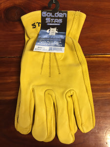 Work Glove, Gold Palm Patch Cowhide Leather