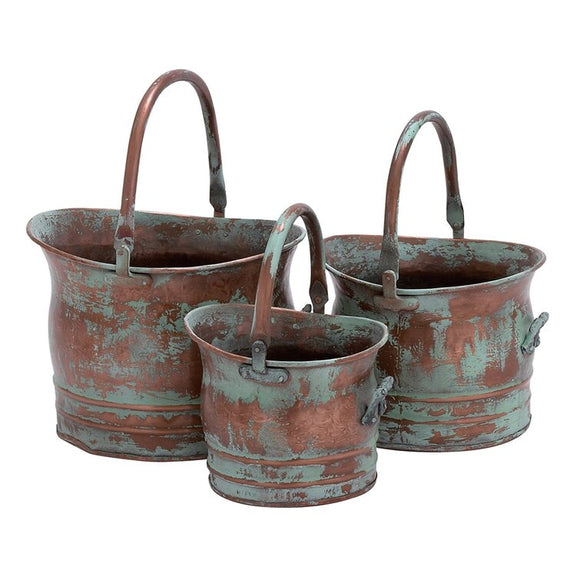 Distressed Copper Finish Iron Pot Planter
