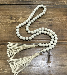 Distressed Finish Wood Bead Strand, 60" Natural or Red
