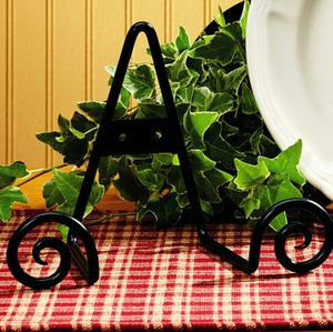 Plate Holder with Black Scrolls