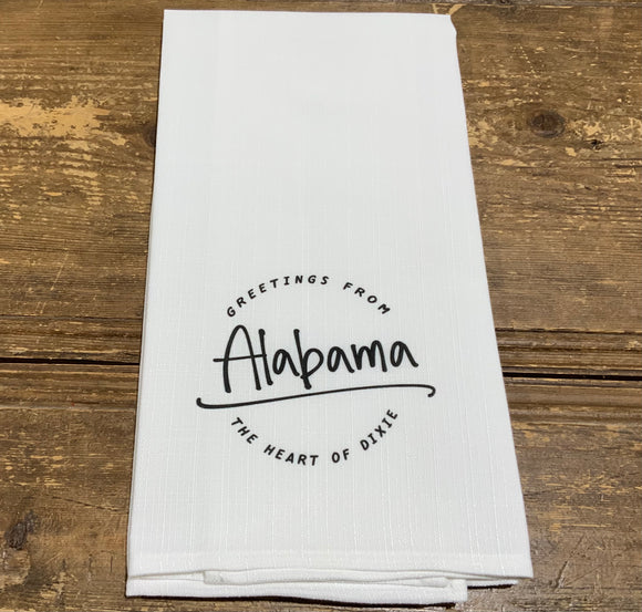 Kitchen Towel, Greetings from Alabama The Heart of Dixie