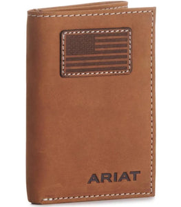 Ariat Trifold Wallet with USA Flag Leather