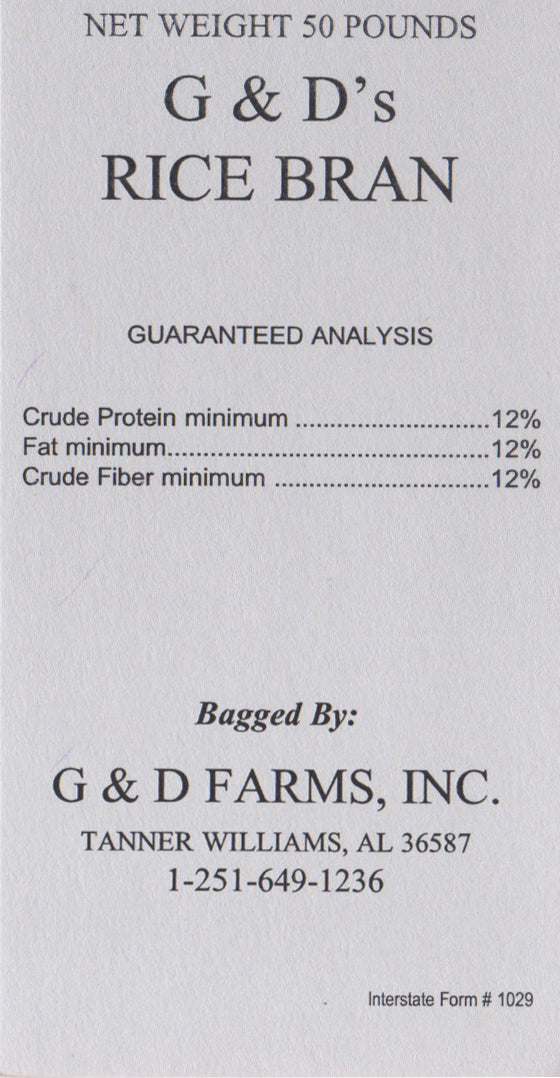 G&D Rice Bran, 50lb