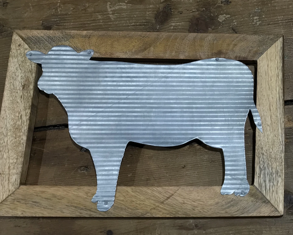 Framed Tin Cow