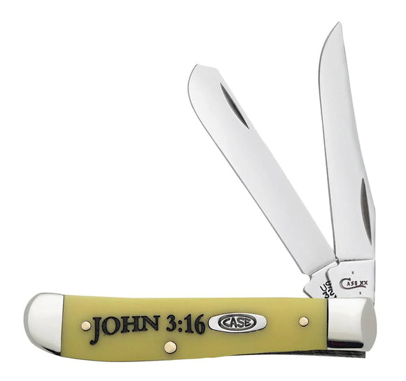 Case Yellow Synthetic John 3:16 Mini Trapper, SS Blade